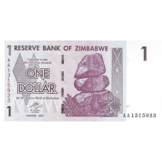 P65 Zimbabwe - 1 Dollar Year 2007